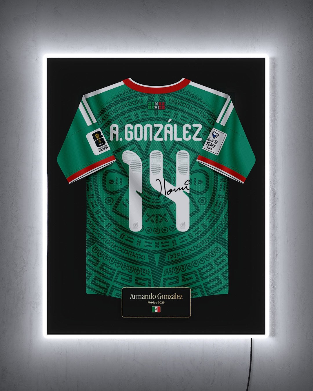México 2026 Local - Diseño Jersey con LED blanco encendido de noche