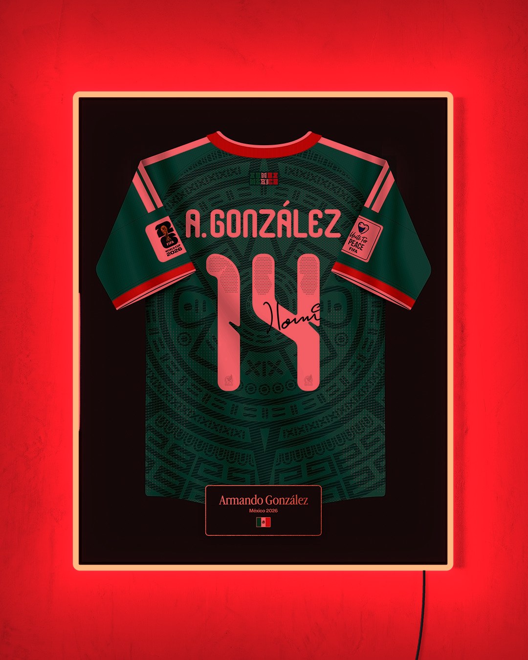 México 2026 Local - Diseño Jersey con LED rojo encendido de noche