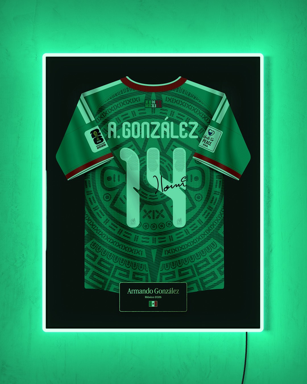 México 2026 Local - Diseño Jersey con LED verde encendido de noche