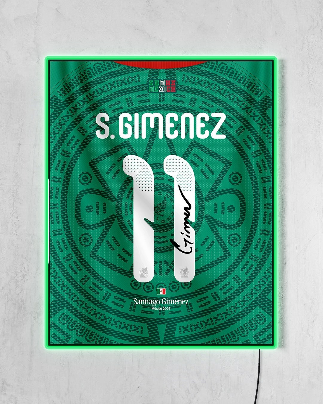 México 2026 Local - Diseño Dorsal / S. Gimenez #11 con LED verde encendido