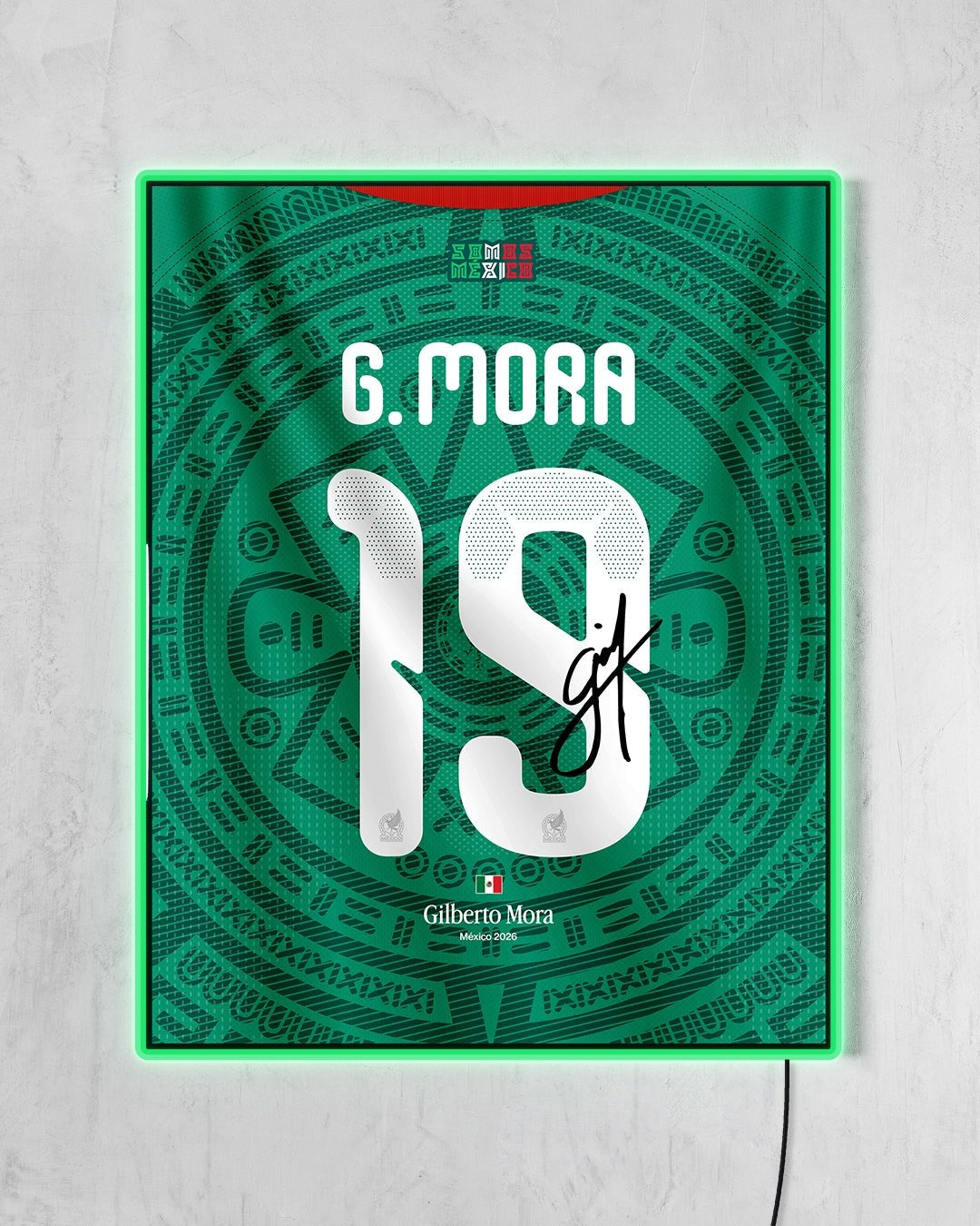 México 2026 Local - Diseño Dorsal / G. Mora #19 con LED verde encendido