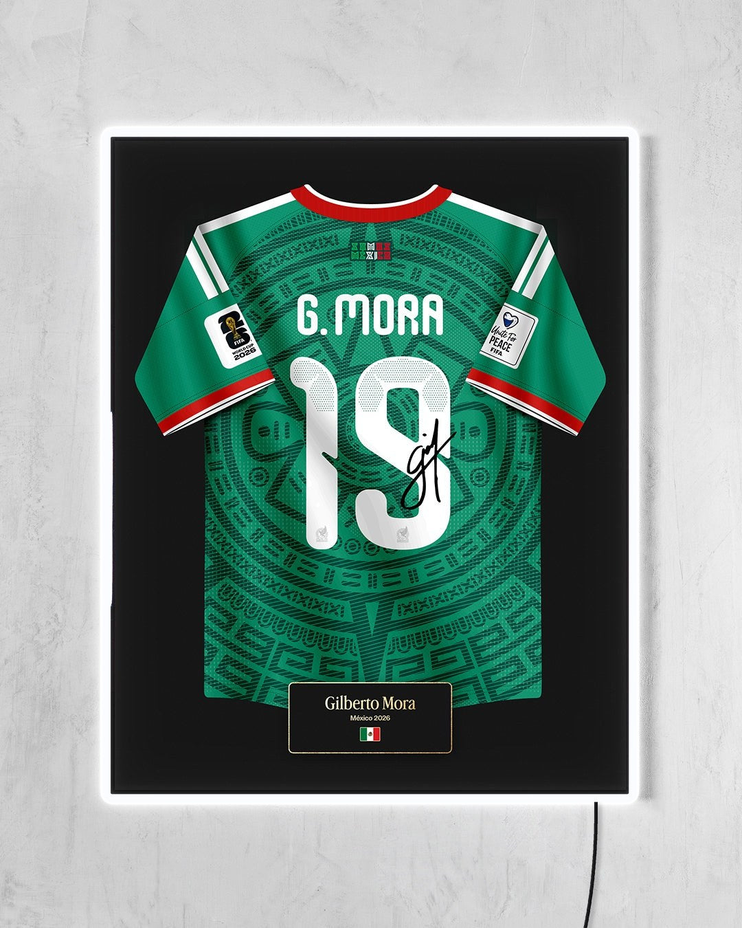 México 2026 Local - Diseño Jersey / G. Mora #19 con LED blanco encendido