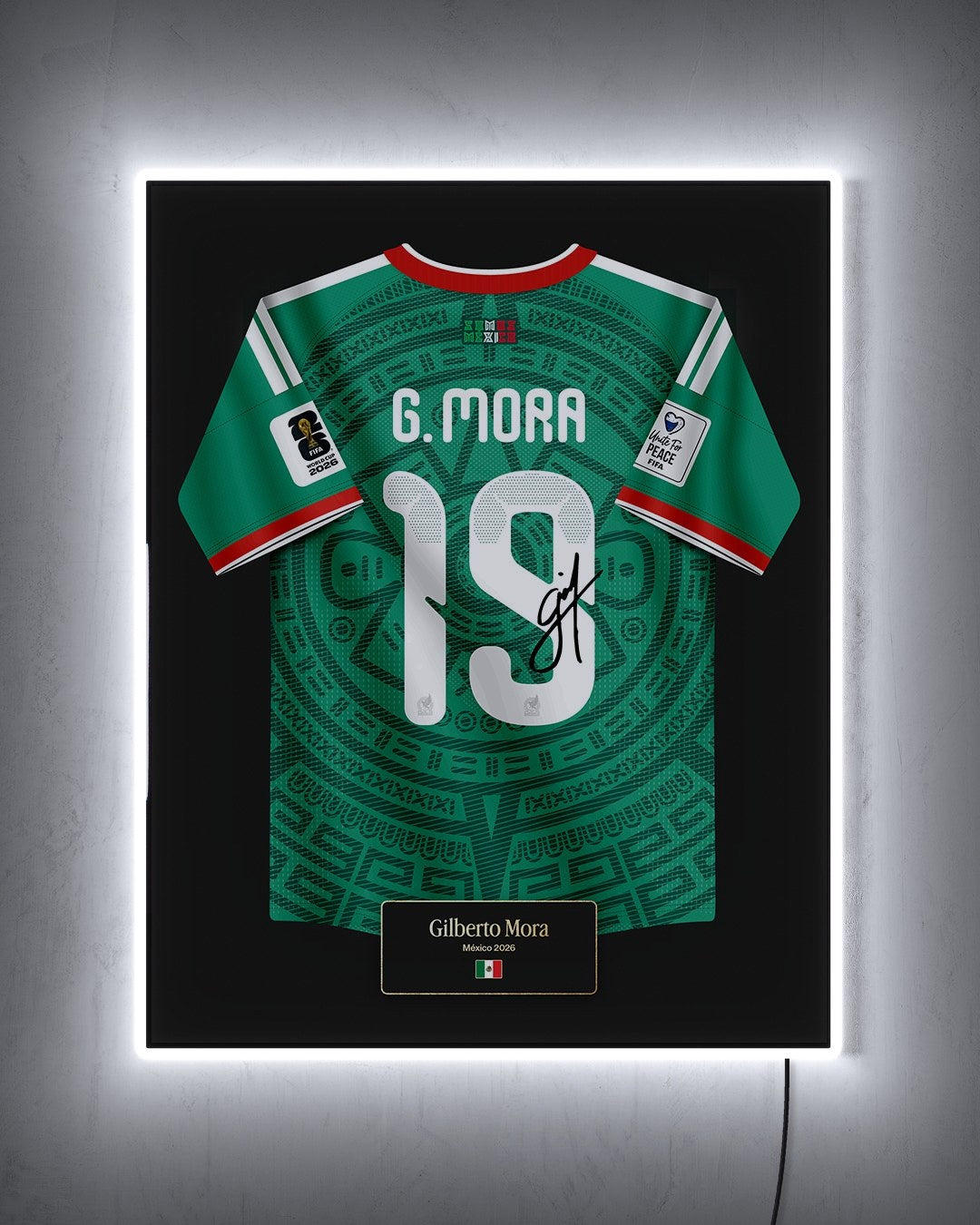 México 2026 Local - Diseño Jersey / G. Mora #19 con LED blanco encendido de noche