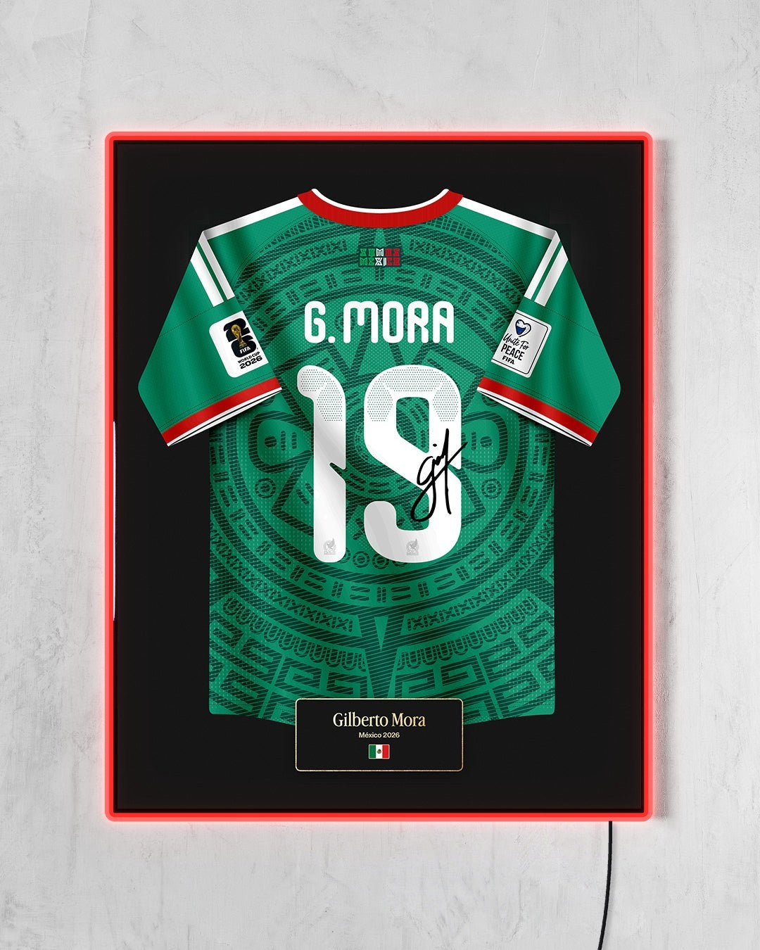 México 2026 Local - Diseño Jersey / G. Mora #19 con LED rojo encendido