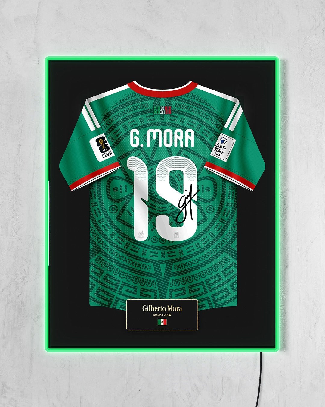 México 2026 Local - Diseño Jersey / G. Mora #19 con LED verde encendido