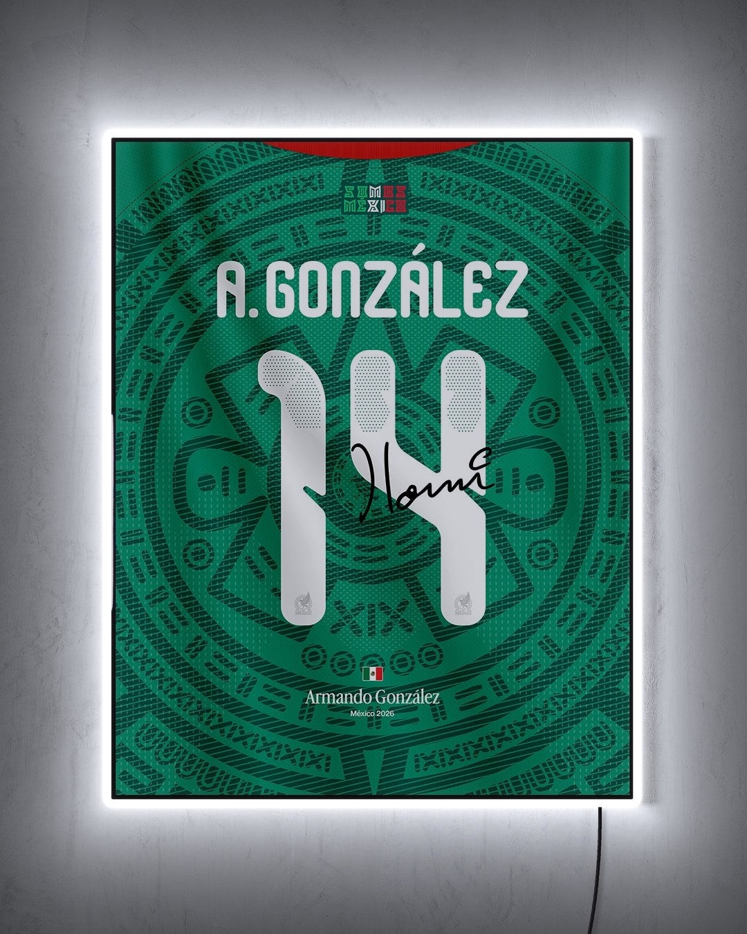 México 2026 Local - Diseño Dorsal con LED blanco encendido de noche