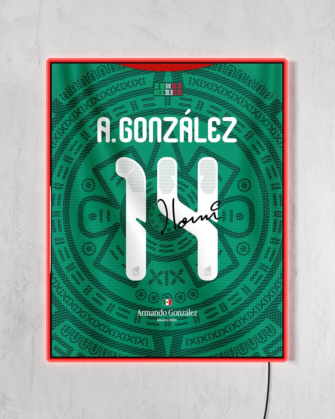 México 2026 Local - Diseño Dorsal con LED rojo encendido