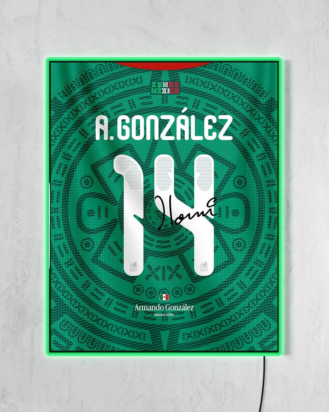 México 2026 Local - Diseño Dorsal con LED verde encendido