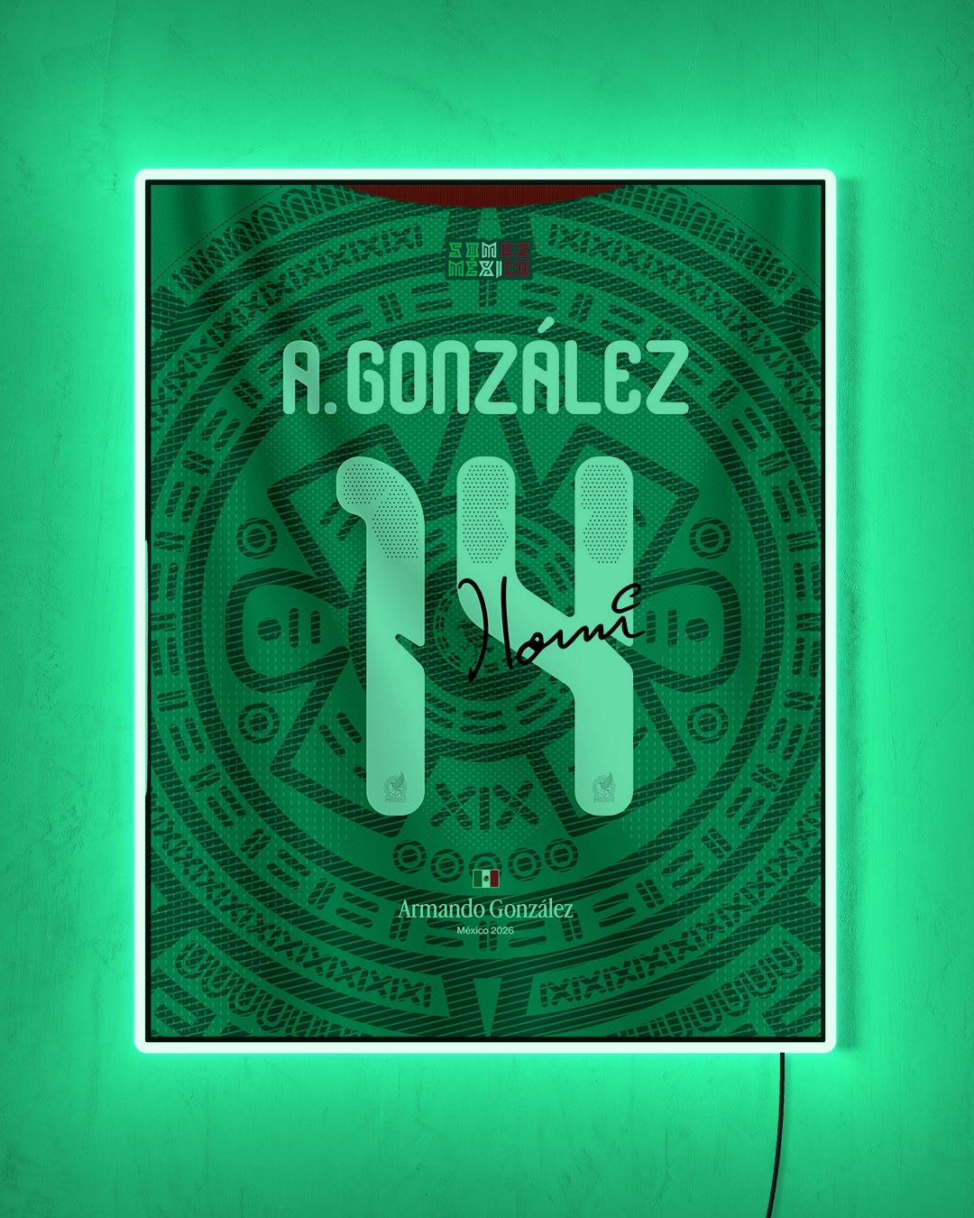 México 2026 Local - Diseño Dorsal con LED verde encendido de noche