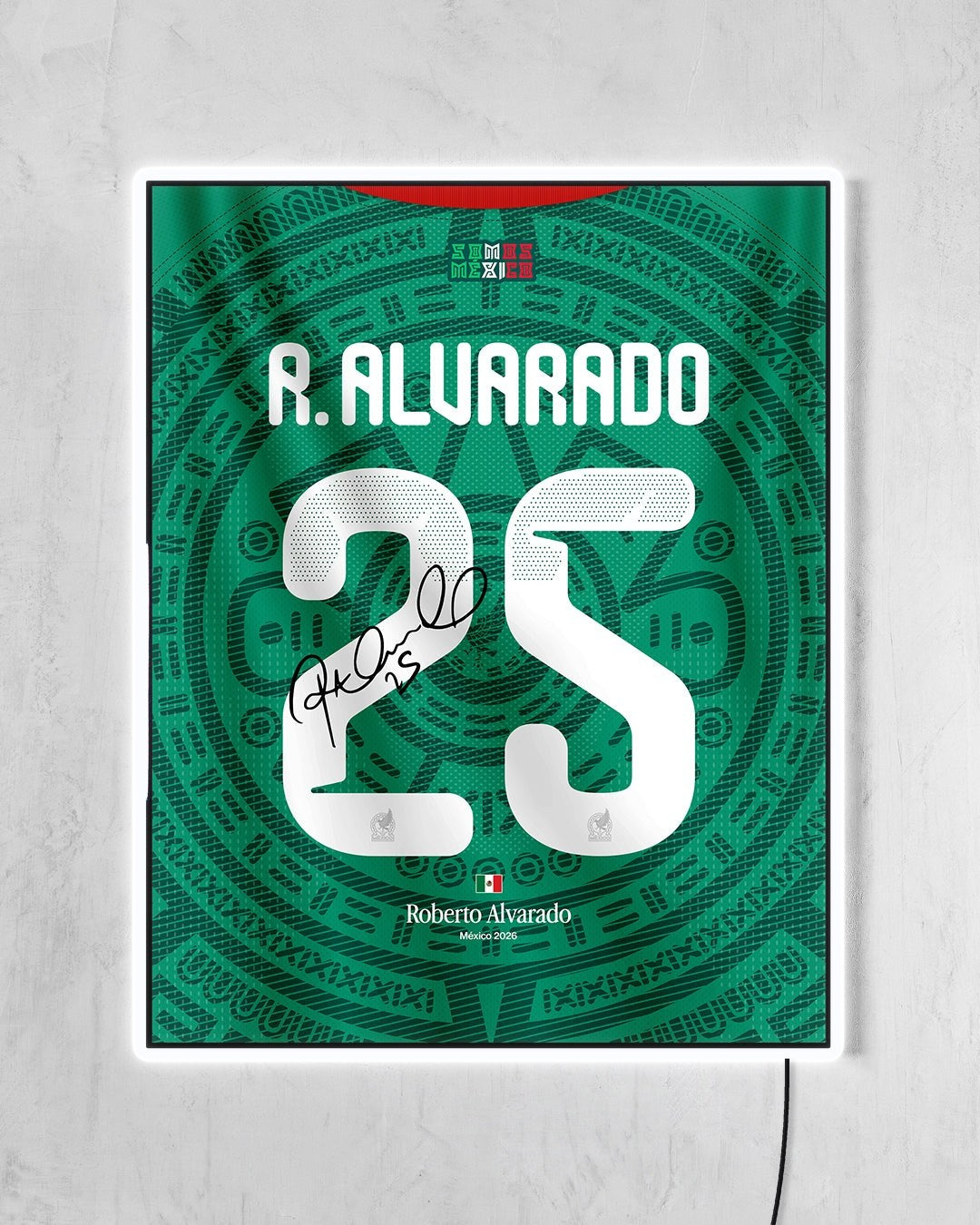 México 2026 Local - Diseño Dorsal / R. Alvarado #25 con LED blanco encendido