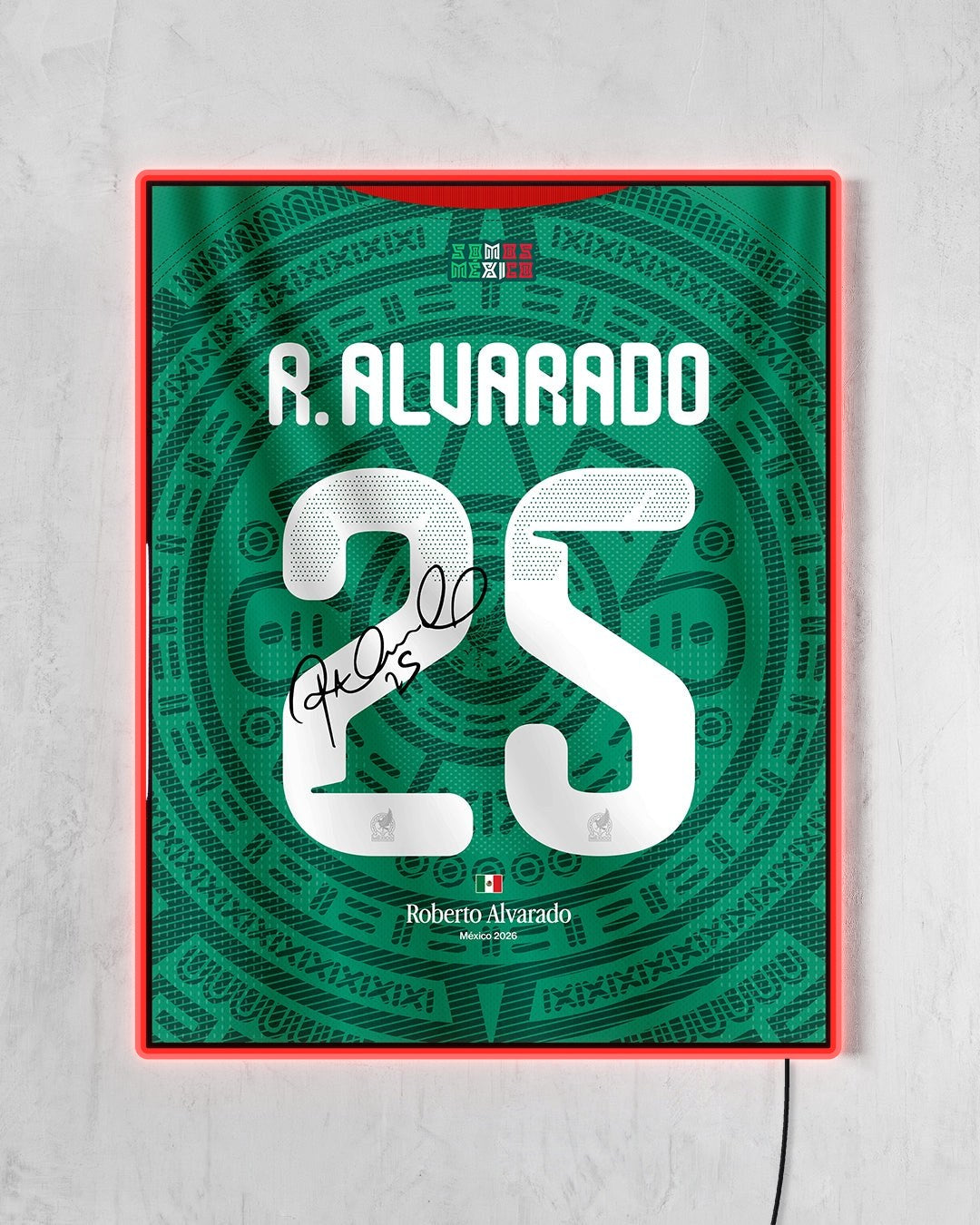 México 2026 Local - Diseño Dorsal / R. Alvarado #25 con LED rojo encendido