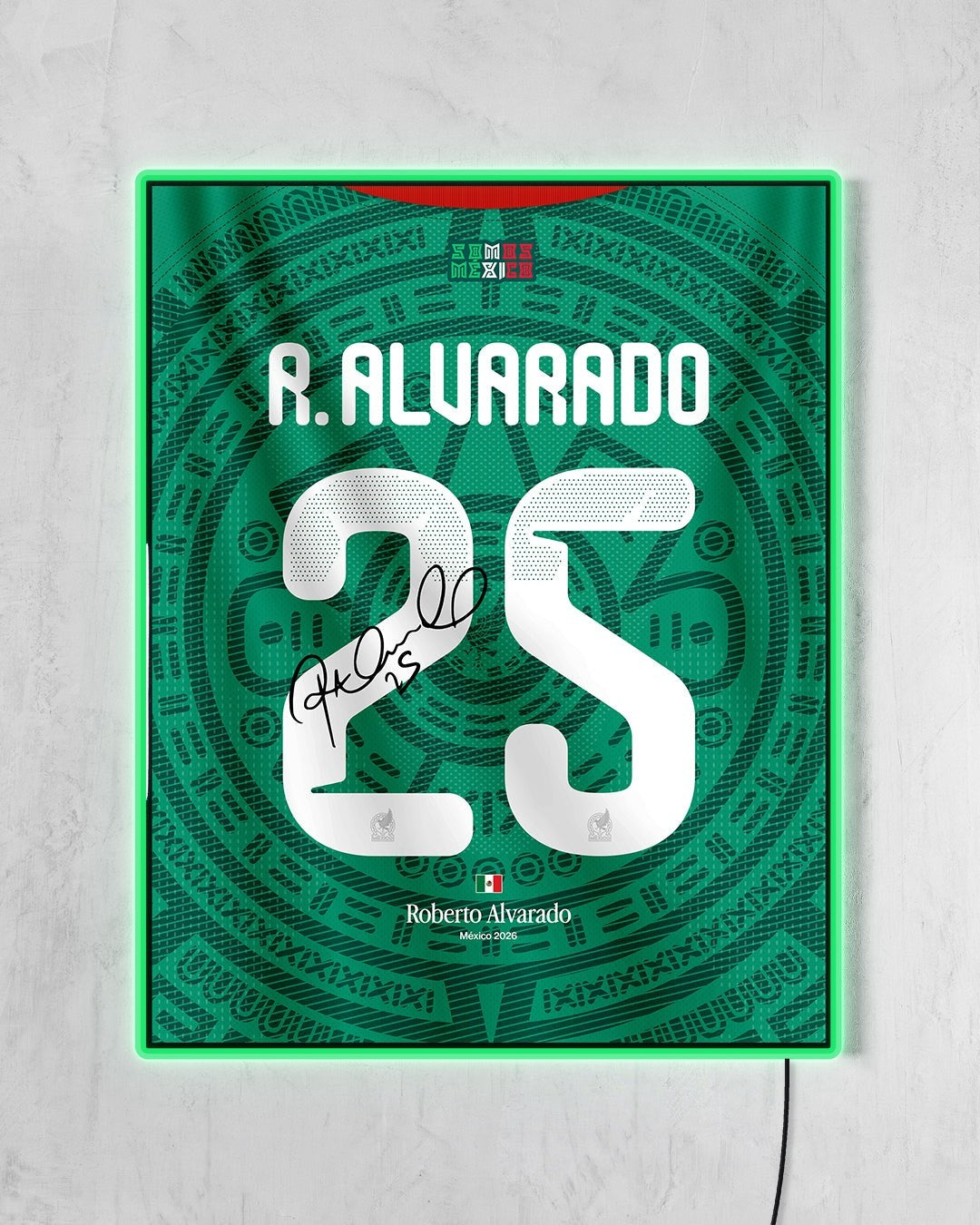 México 2026 Local - Diseño Dorsal / R. Alvarado #25 con LED verde encendido