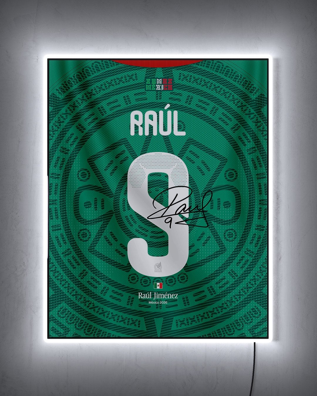 México 2026 Local - Diseño Dorsal / Raúl #9 con LED blanco encendido de noche