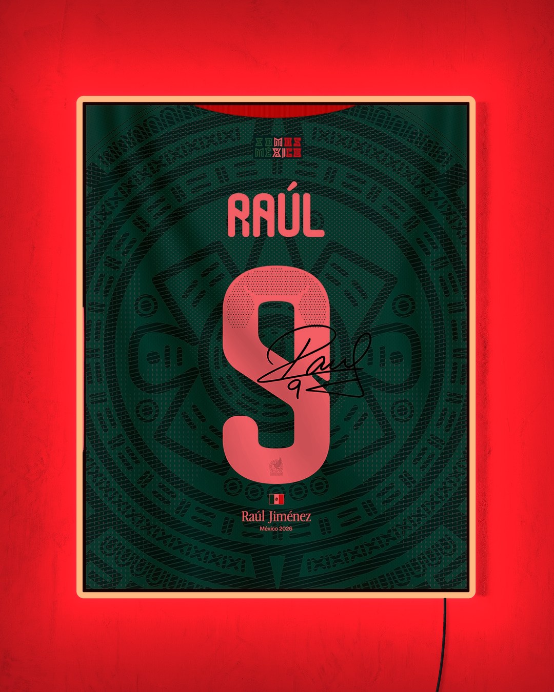 México 2026 Local - Diseño Dorsal / Raúl #9 con LED rojo encendido de noche