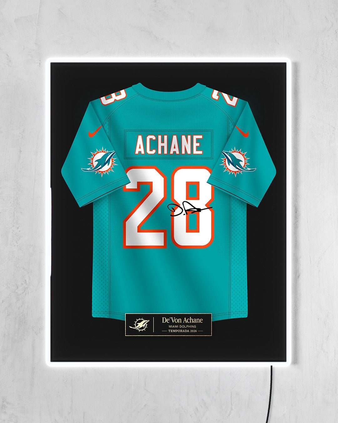 Miami Dolphins 2026 - Diseño Jersey con LED blanco encendido