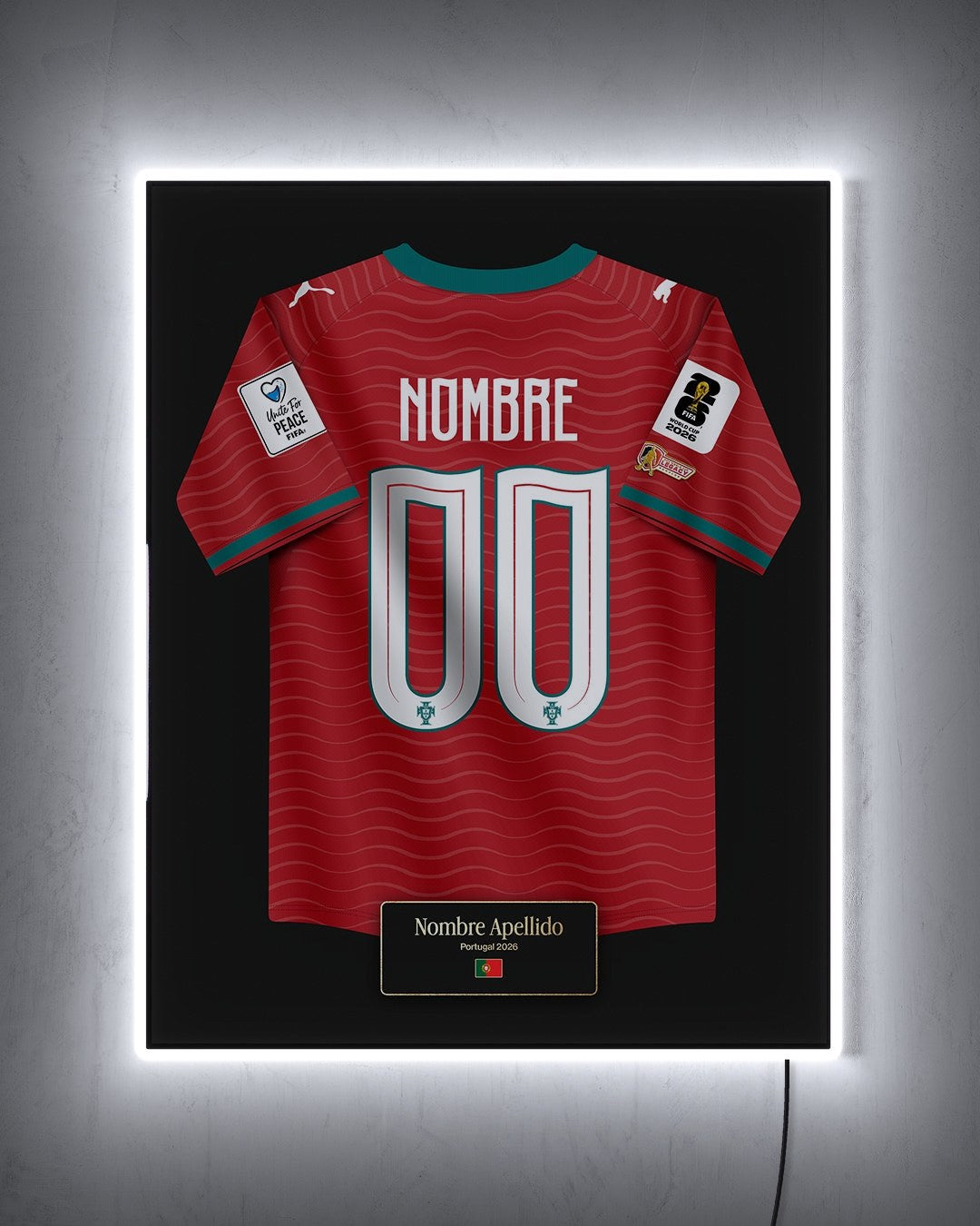 Portugal 2026 Local - Diseño Jersey / Personalizado con LED blanco encendido de noche