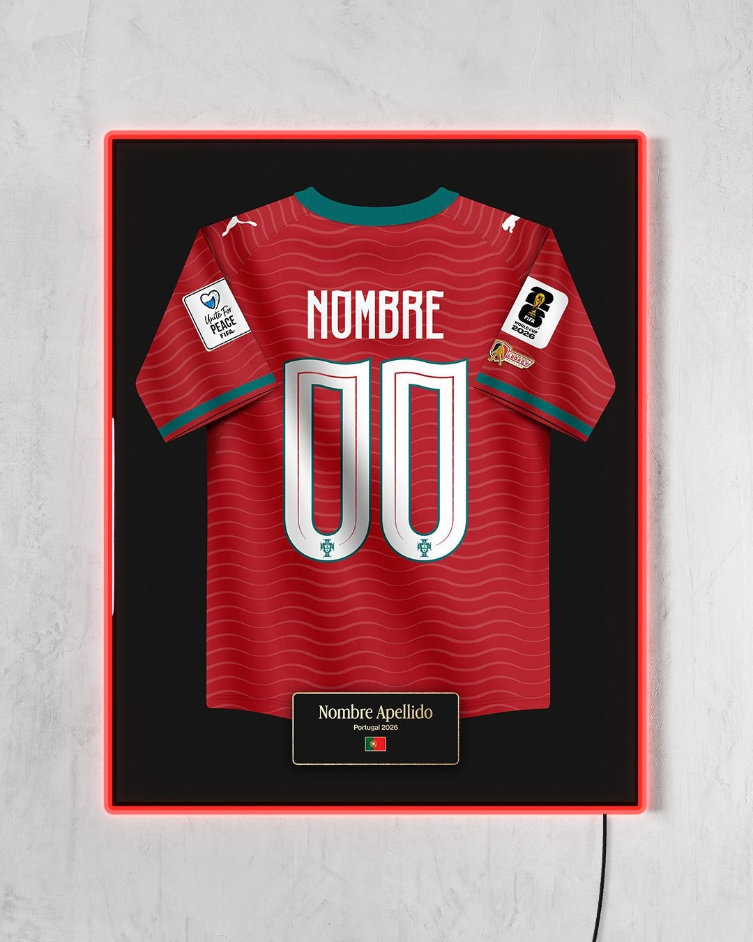 Portugal 2026 Local - Diseño Jersey / Personalizado con LED rojo encendido