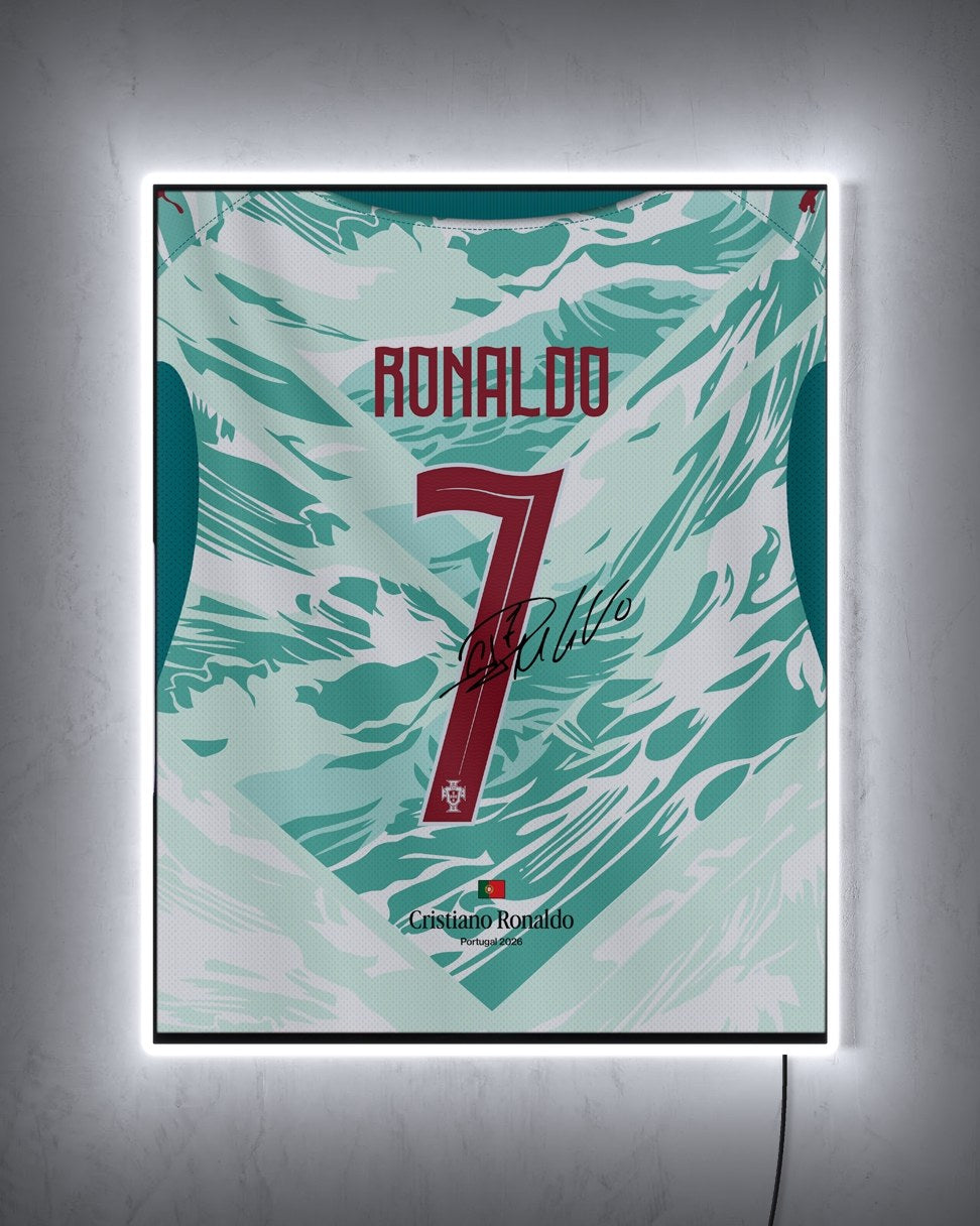 Portugal 2026 Visitante - Diseño Dorsal con LED blanco encendido de noche
