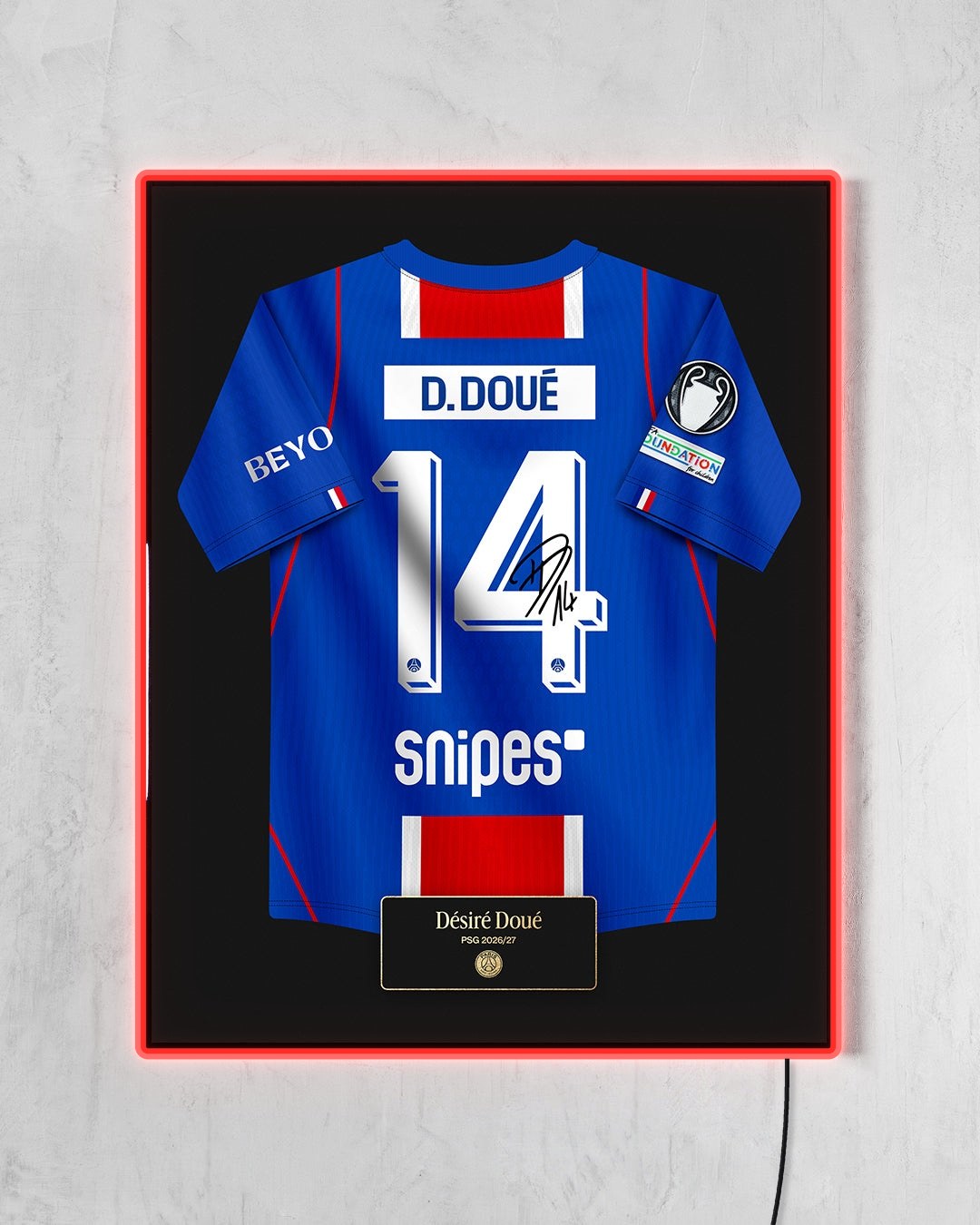 PSG 2026/27 Local - Diseño Jersey / D. Doué #14 con LED rojo encendido