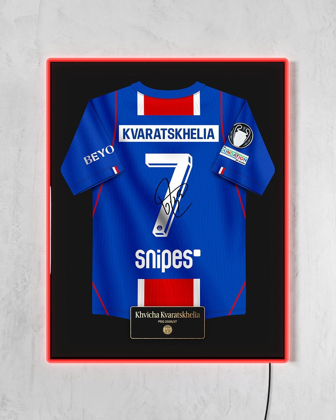PSG 2026/27 Local - Diseño Jersey / Kvaratskhelia #7 con LED rojo encendido