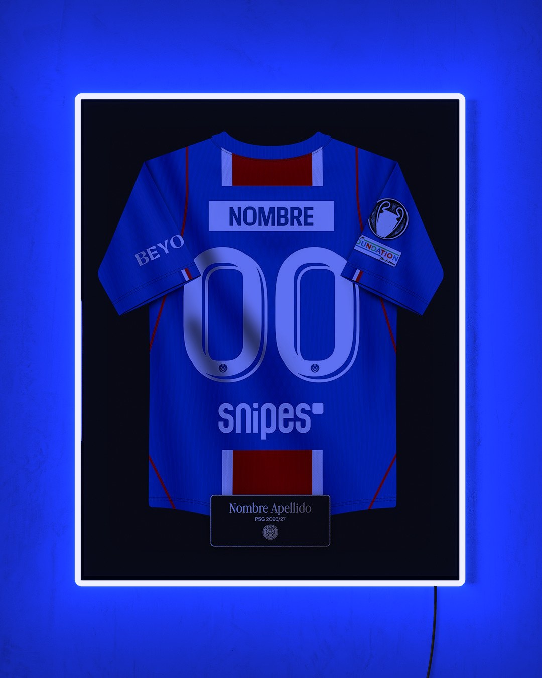 PSG 2026/27 Local - Diseño Jersey / Personalizado con LED azul encendido de noche