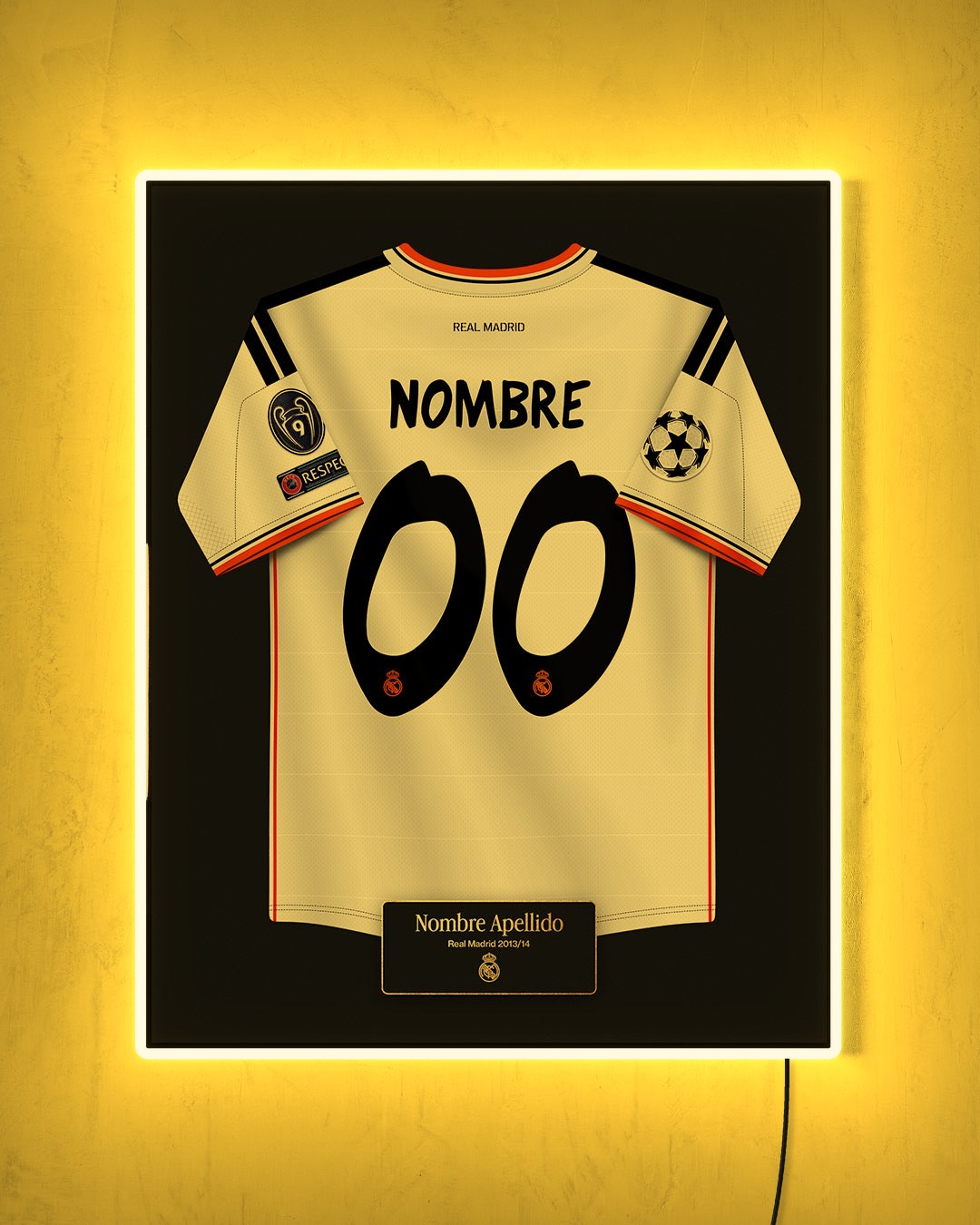 Real Madrid 2013/14 Local - Diseño Jersey / Personalizado con LED amarillo encendido de noche