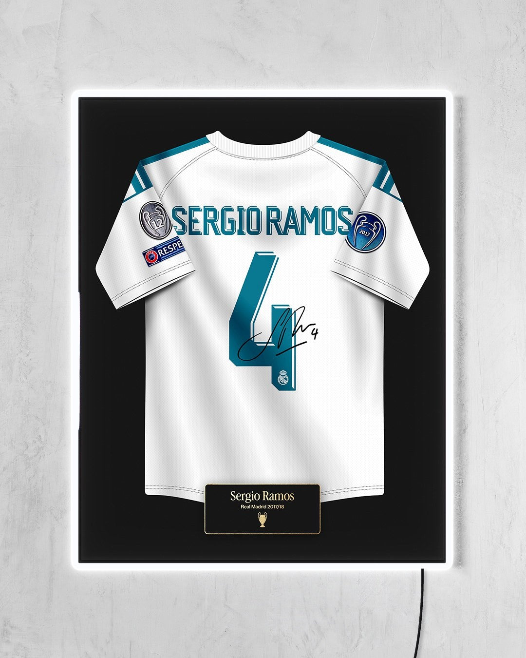 Real Madrid 2017/18 Local - Diseño Jersey / Sergio Ramos #4 con LED blanco encendido
