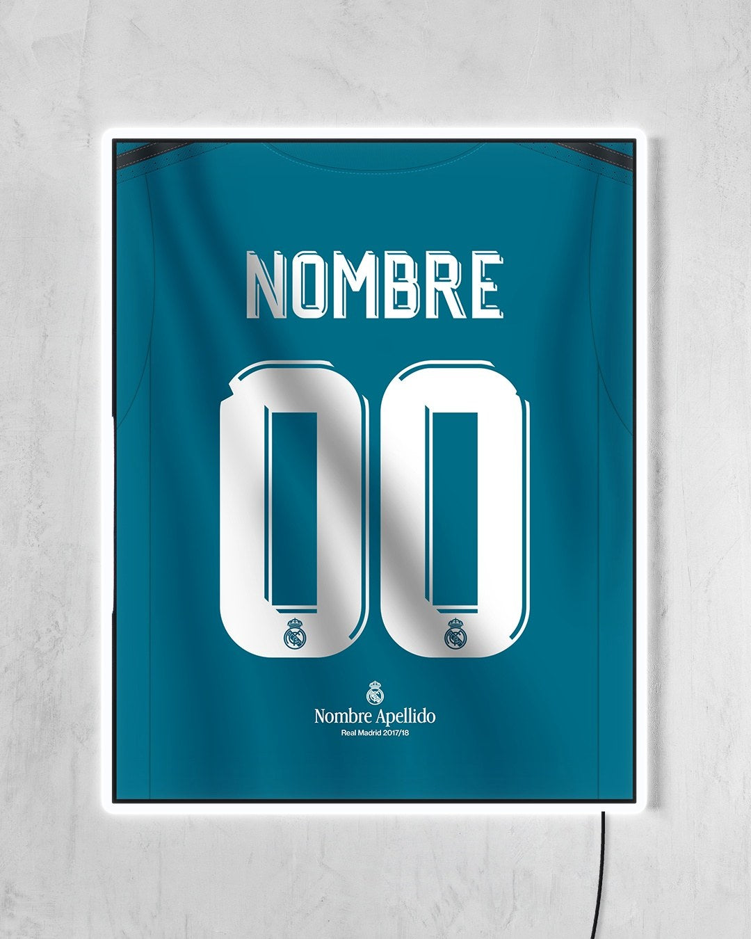 Real Madrid 2017/18 Tercera - Diseño Dorsal / Personalizado con LED blanco encendido