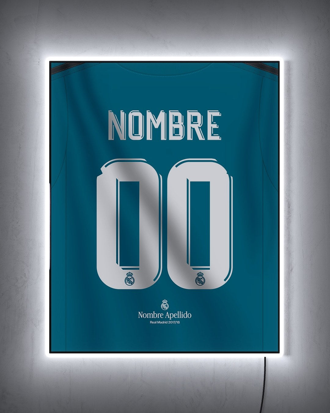 Real Madrid 2017/18 Tercera - Diseño Dorsal / Personalizado con LED blanco encendido de noche