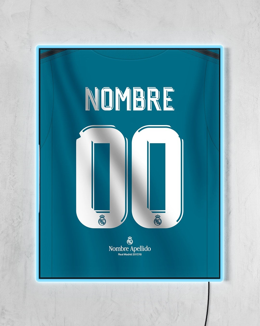 Real Madrid 2017/18 Tercera - Diseño Dorsal / Personalizado con LED celeste encendido