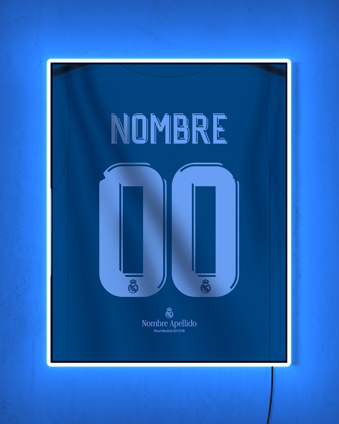 Real Madrid 2017/18 Tercera - Diseño Dorsal / Personalizado con LED celeste encendido de noche