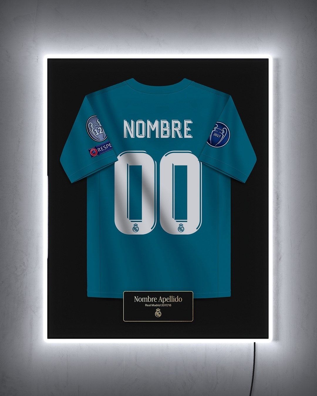 Real Madrid 2017/18 Tercera - Diseño Jersey / Personalizado con LED blanco encendido de noche