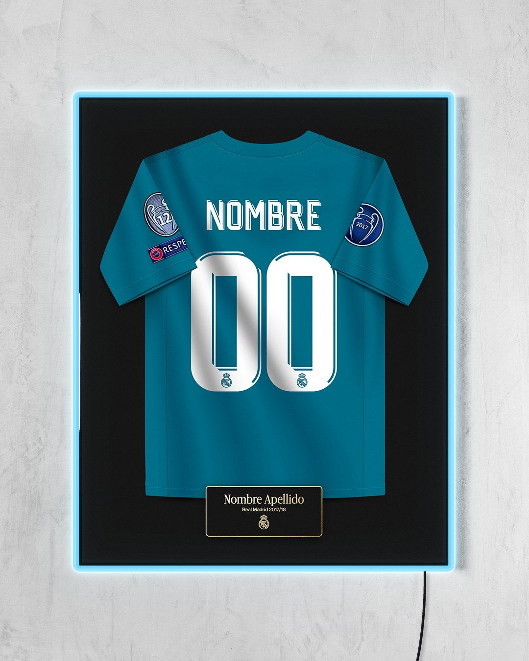 Real Madrid 2017/18 Tercera - Diseño Jersey / Personalizado con LED celeste encendido