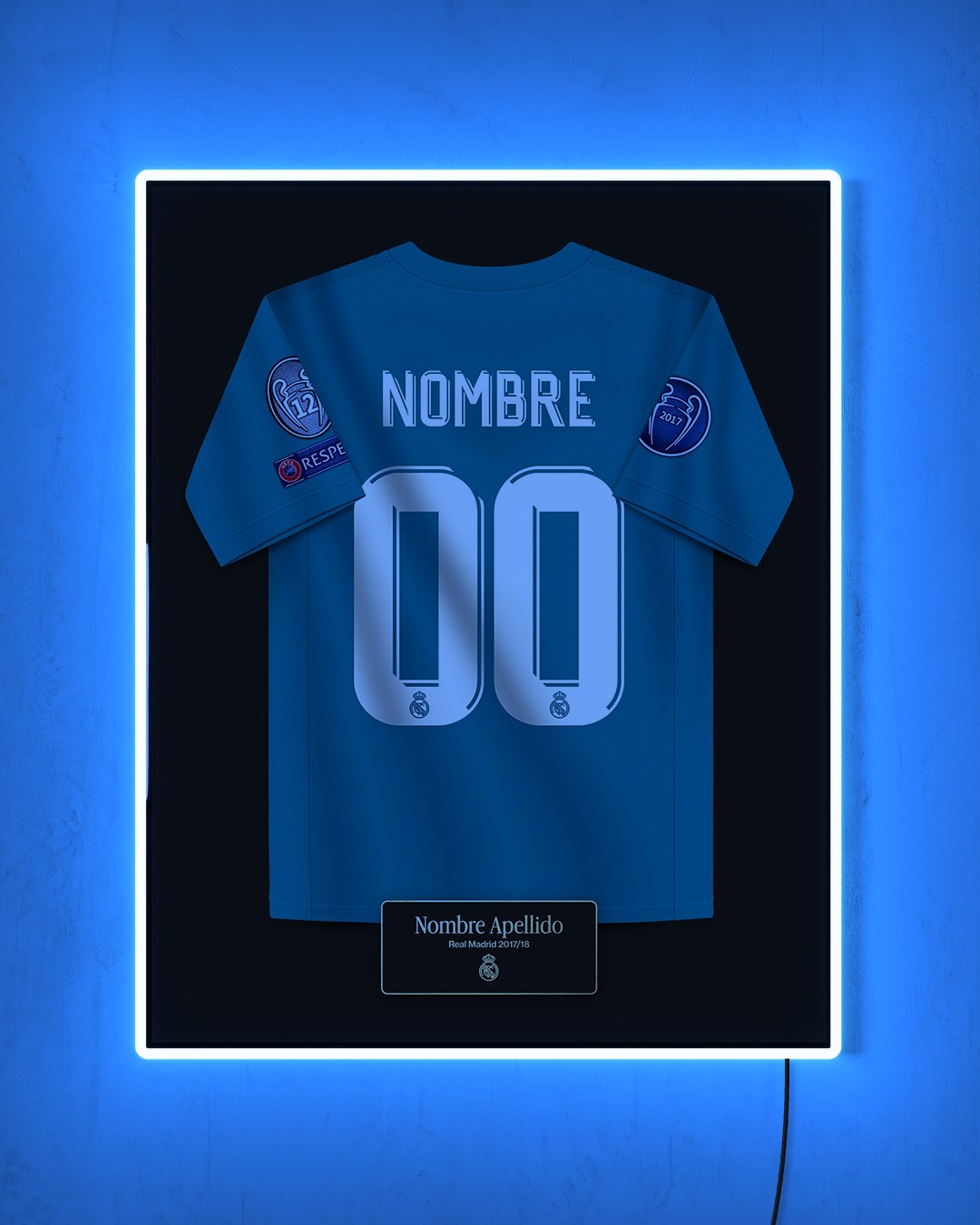Real Madrid 2017/18 Tercera - Diseño Jersey / Personalizado con LED celeste encendido de noche