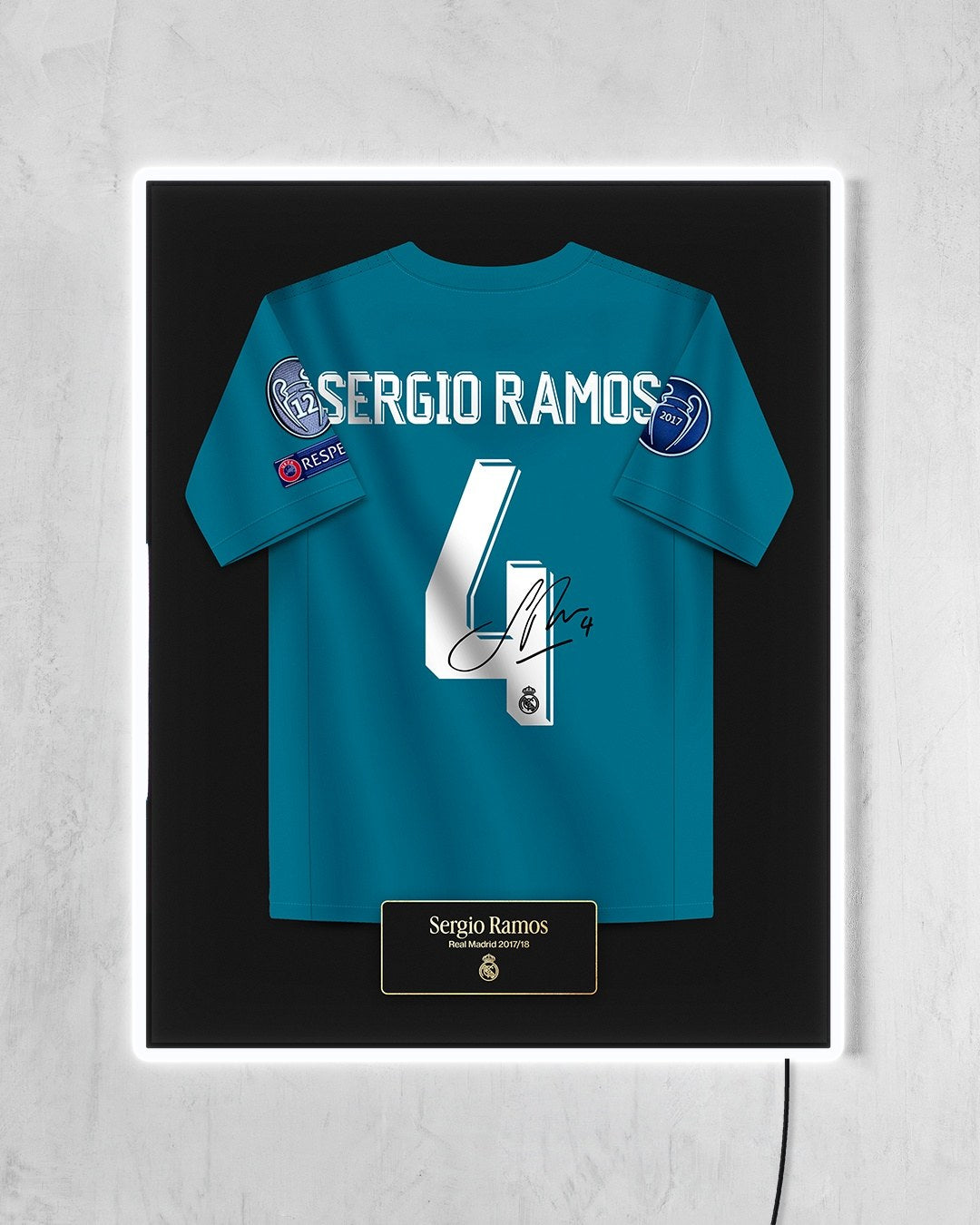 Real Madrid 2017/18 Tercera - Diseño Jersey / Sergio Ramos #4 con LED blanco encendido
