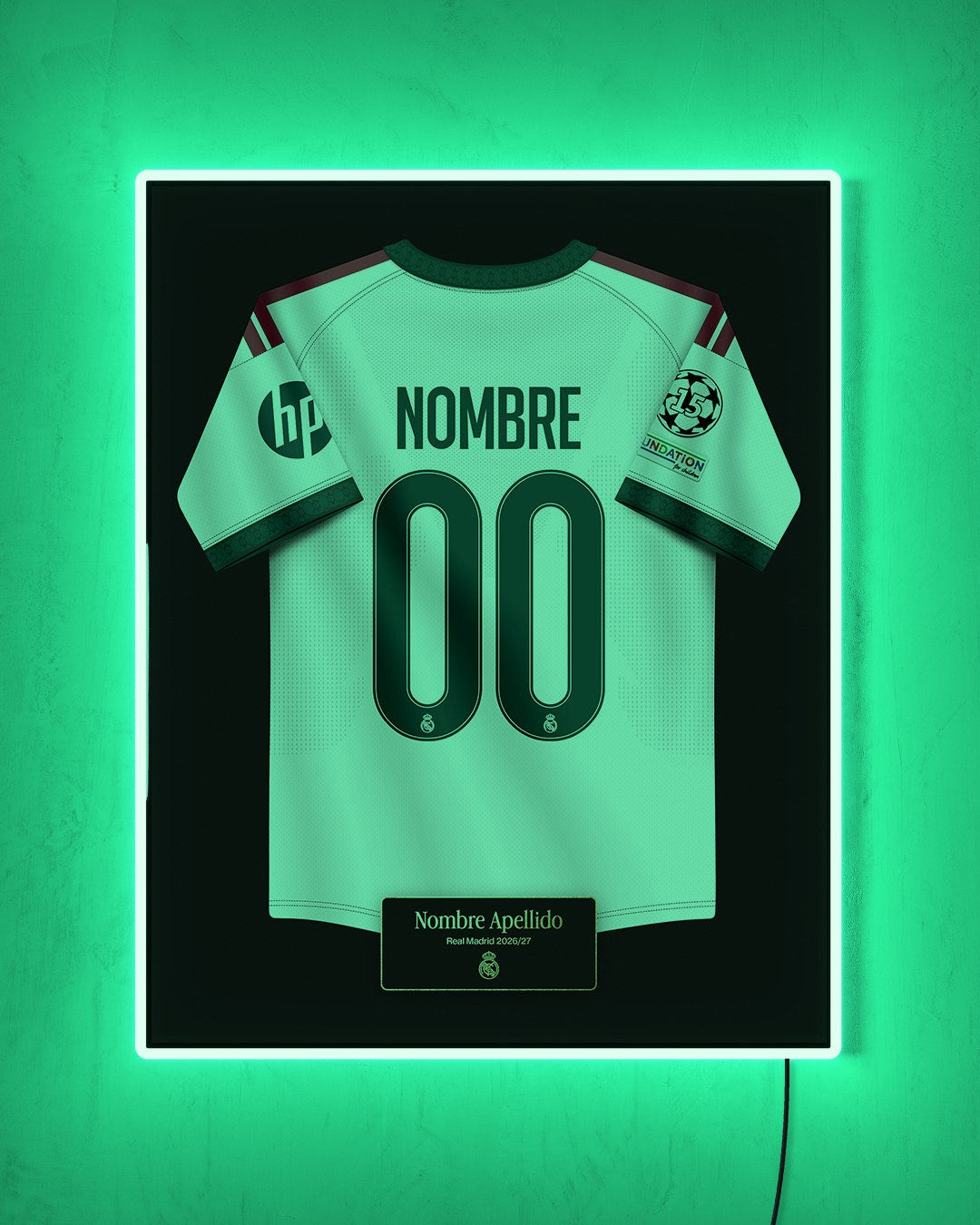 Real Madrid 2026/27 Local - Diseño Jersey / Personalizado con LED verde encendido de noche